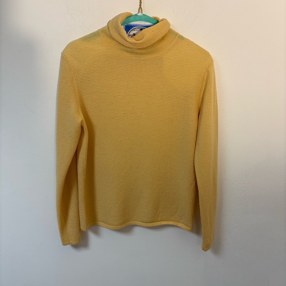 Eileen Fisher women’s yellow  Turtleneck Sweater 100% wool Small